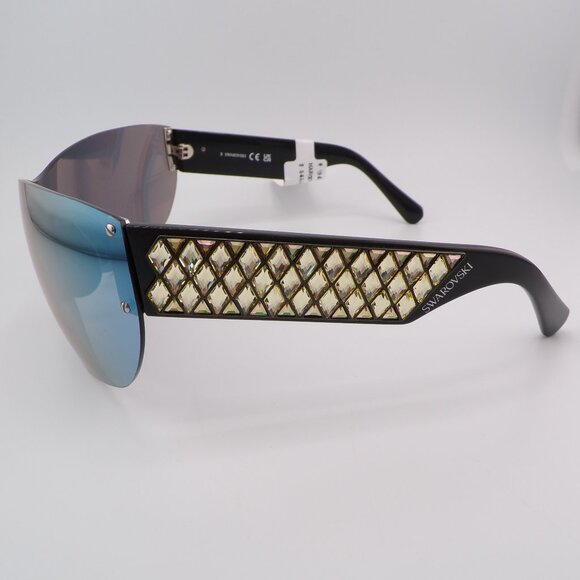 Swarovski Crystal Detail Mirrored Rimless Shield, Lightweight Wraparound SK0364 main image 13